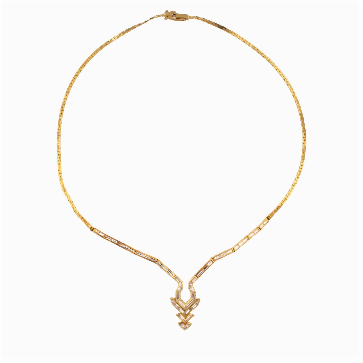 Parure a Motivo Geometrico in Oro Giallo 18kt e Diamanti
