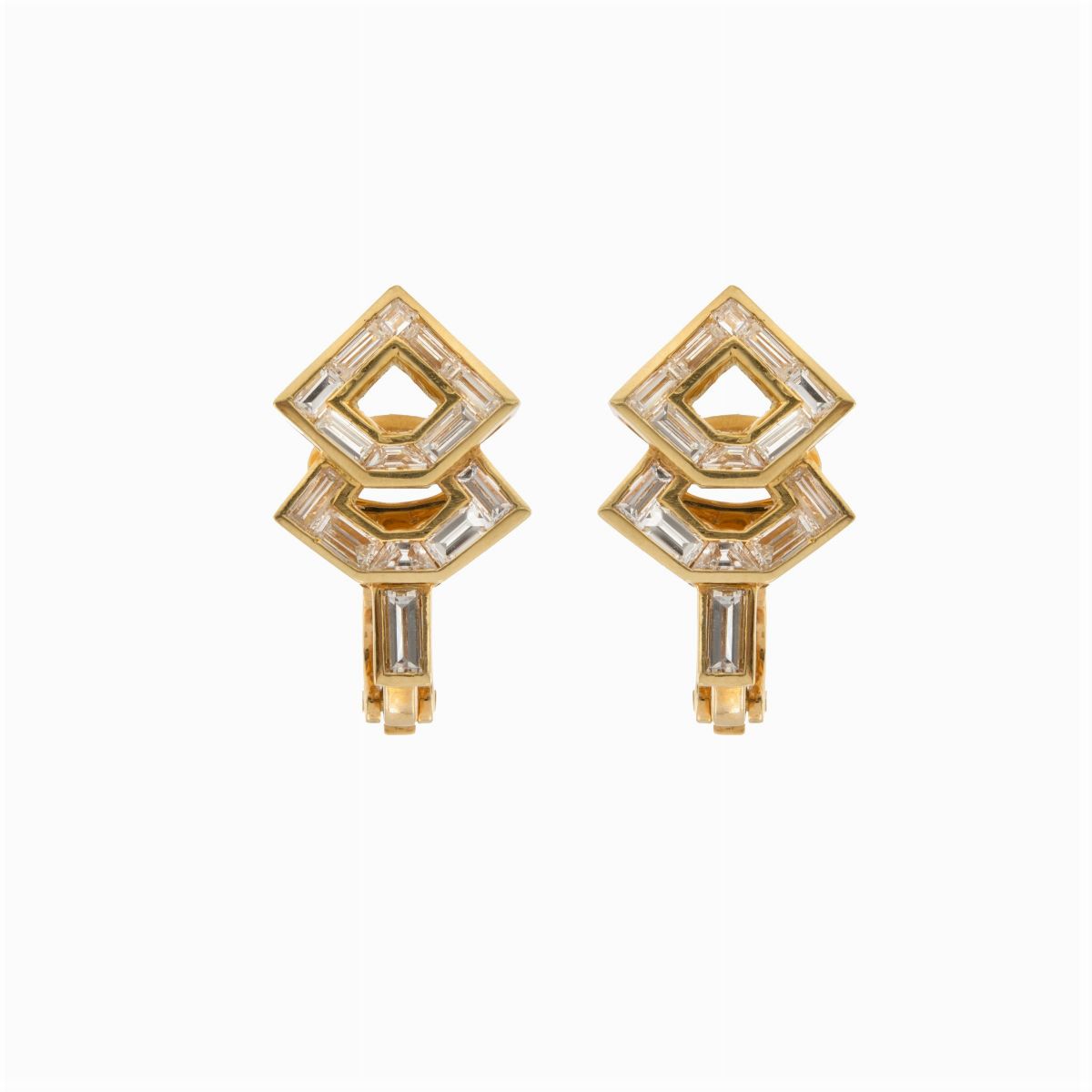 Parure a Motivo Geometrico in Oro Giallo 18kt e Diamanti