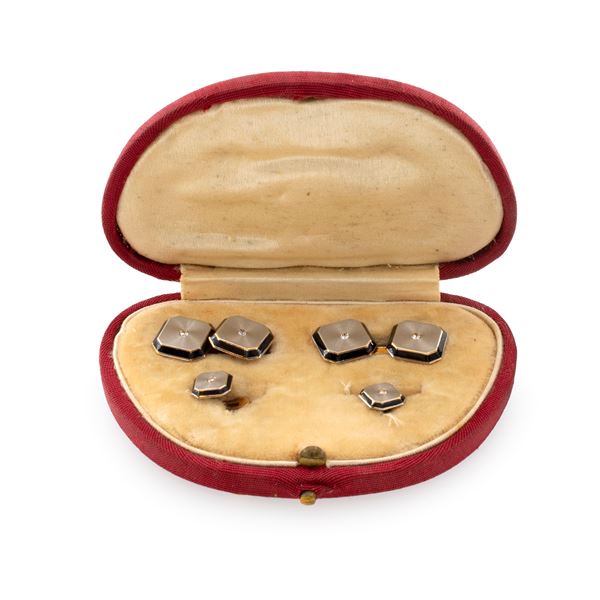 Set gemelli e bottoni da sparato  (primi 900)  - Asta Gioielli Orologi | Fashion Vintage - Colasanti Casa d'Aste