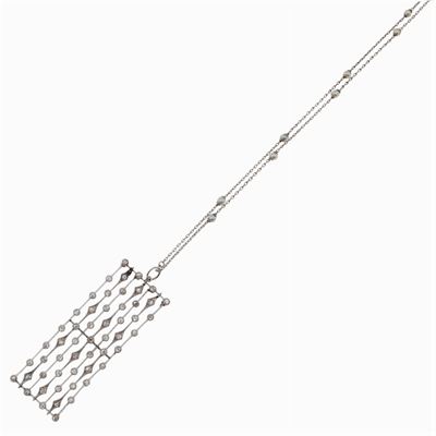 Pendente Rettangolare in Platino e Rose Coroné
