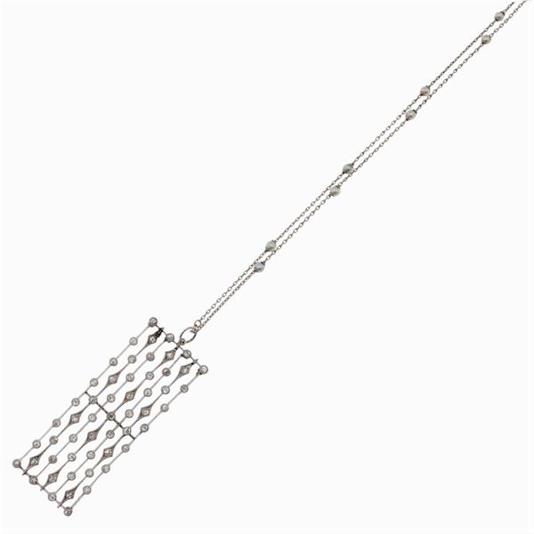 Platinum and corone roses rectangular pendant