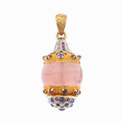 Pendente Uovo in Oro Giallo e Bianco 18kt