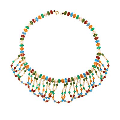 Collana in Oro Giallo 18kt e Sfere Multicolor