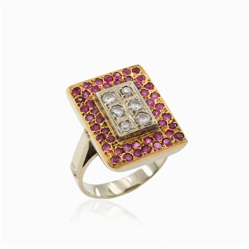 Anello in Oro Bianco e Giallo 18kt