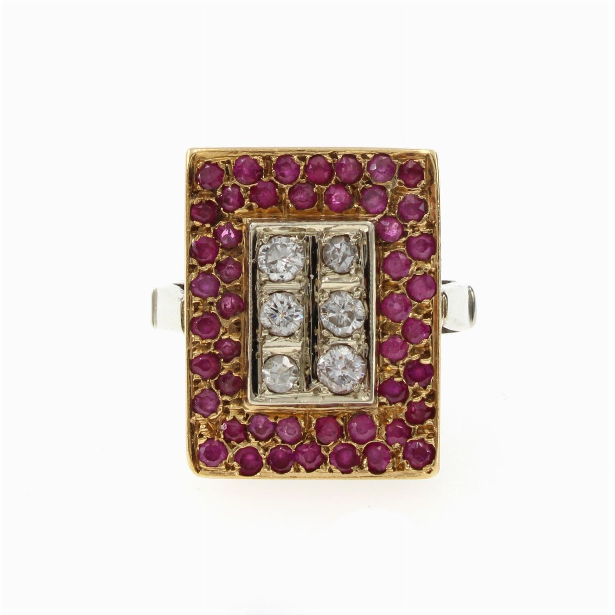 Anello in Oro Bianco e Giallo 18kt