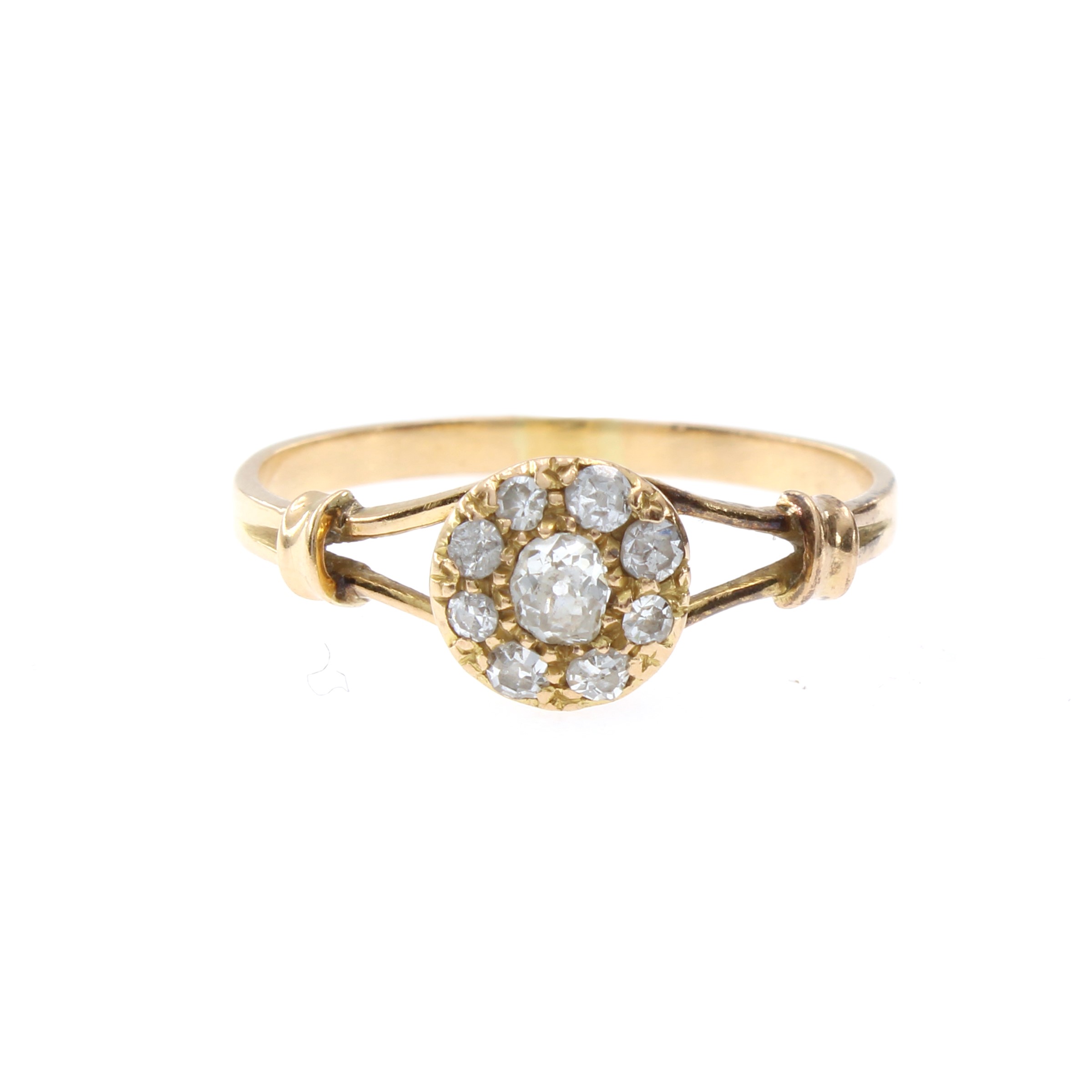 Antico Anello in Oro Giallo 12kt e Rose Coroné