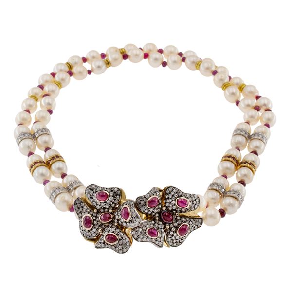 Collana a due fili di perle coltivate  - Asta Gioielli Orologi | Fashion Vintage - Colasanti Casa d'Aste