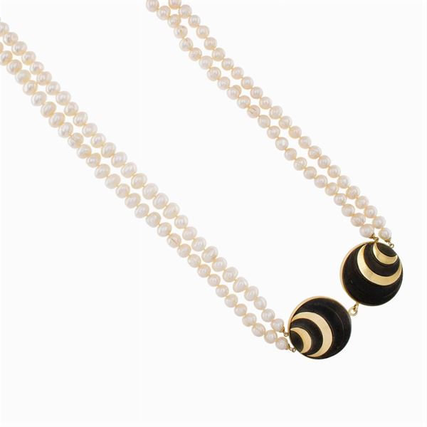 two strands of scaramazze pearls long necklace