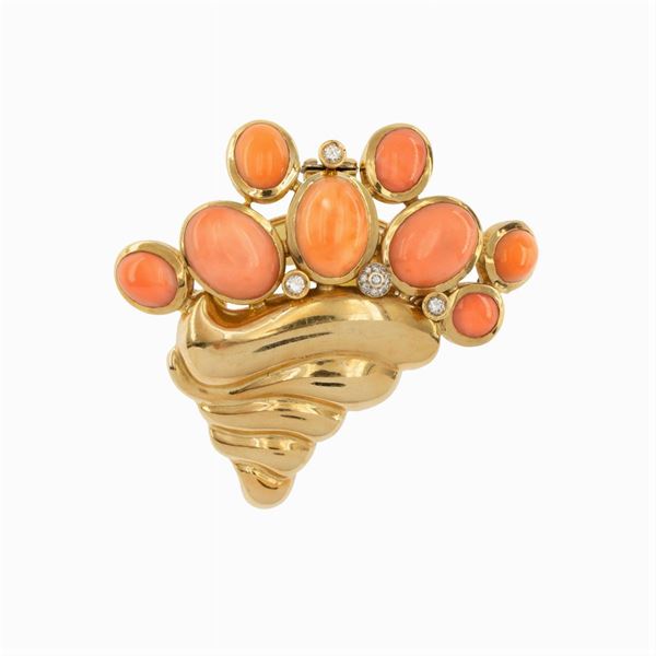 Cornucopia pendant brooch