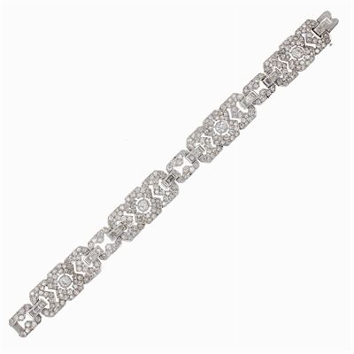 Bracciale a Motivo Geometrico in Platino e Diamanti