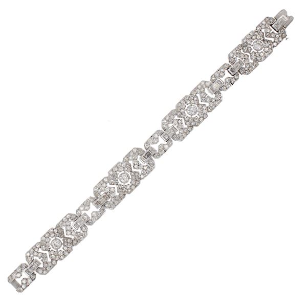 platinum and diamonds bracelet with geometric motif  (1930/40s)  - Auction Fine Jewels Watches | Fashion Vintage - Colasanti Casa d'Aste
