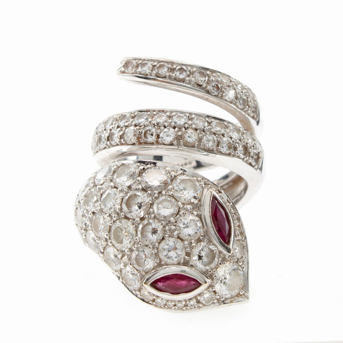 Anello Serpente in Oro Bianco 18kt e Diamanti
