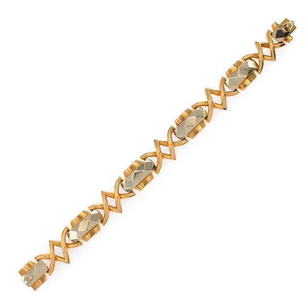 18kt two-color gold Geometric motif bracelet