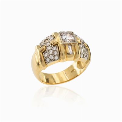Anello in Oro Giallo 18kt e Diamanti
