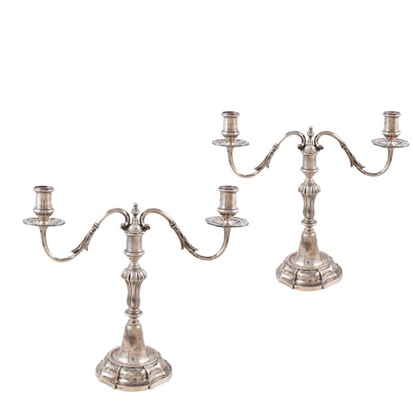 Pair of silver candlesticks  (Rome, 1762 -1776)  - Auction Fine Silver and the Art of the Table - Colasanti Casa d'Aste