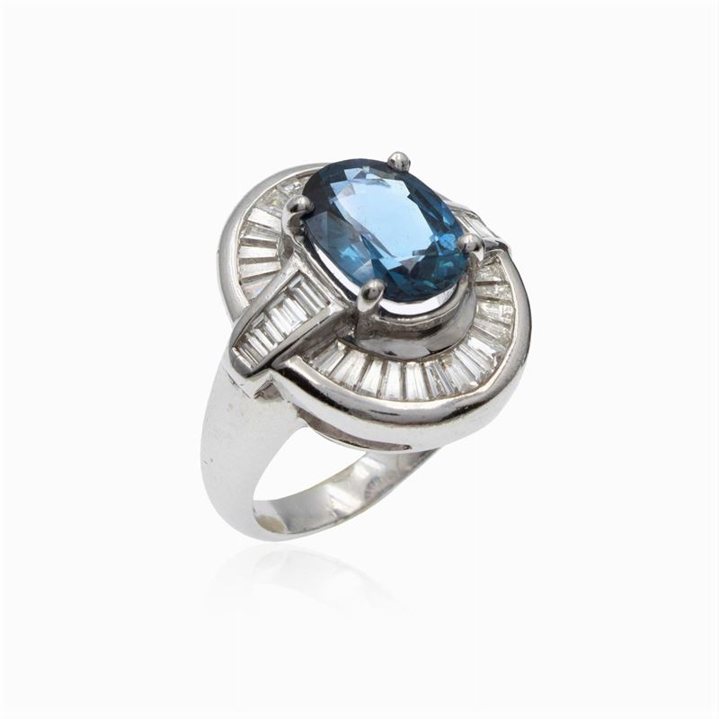 Anello in Oro Bianco 18kt con Zaffiro Naturale