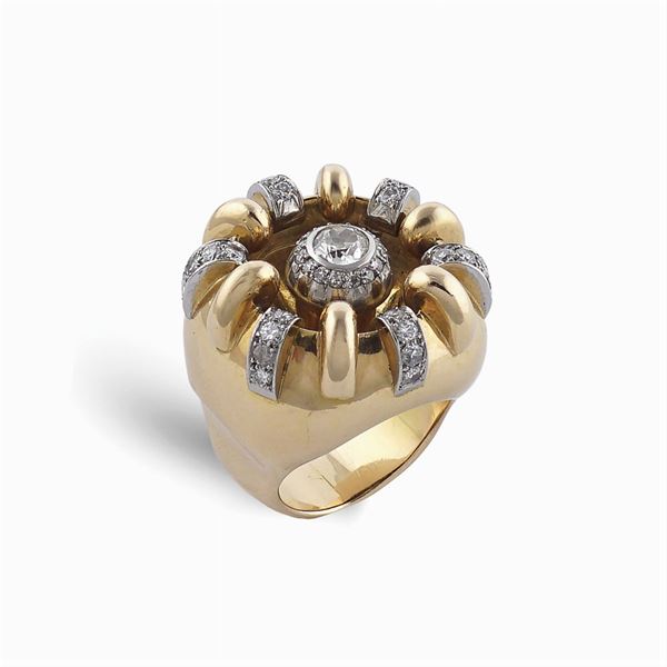 18kt rose gold platinum and diamond ring