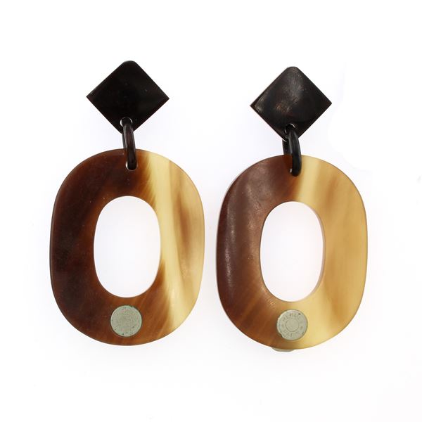 Hermes resin pendant earrings