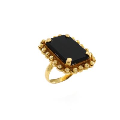 Anello in Oro Giallo 14kt Onice Nero