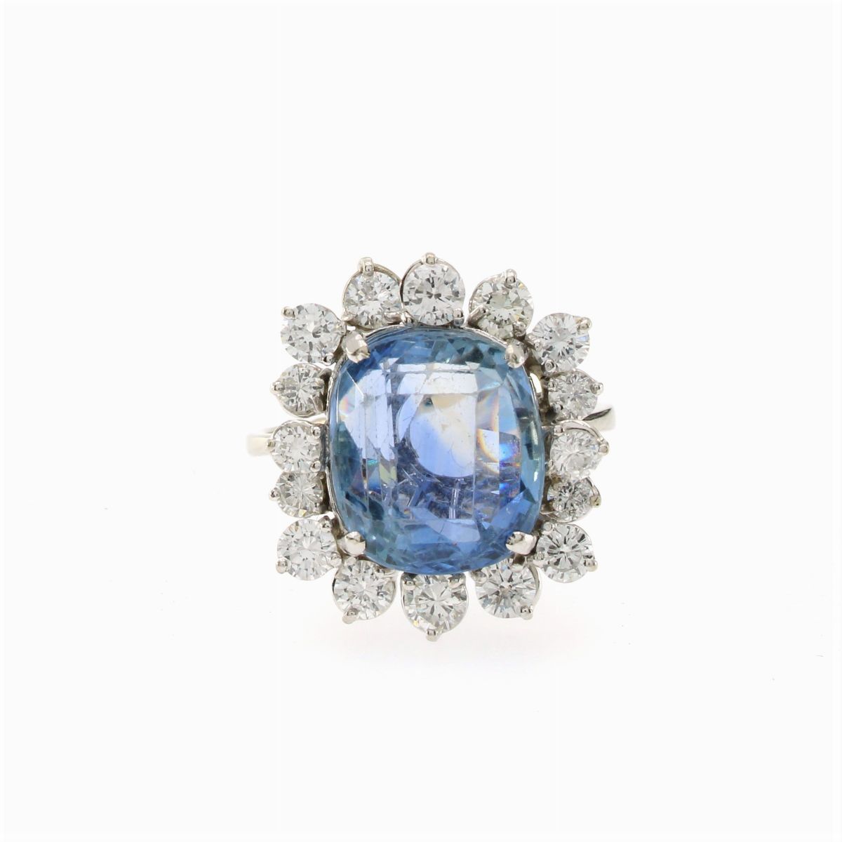 Anello in Oro Bianco 18kt con Zaffiro Naturale