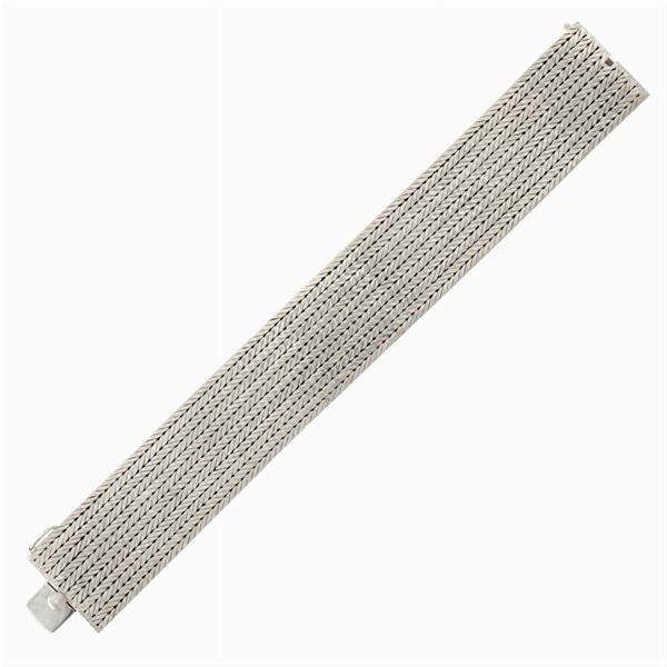 18kt satin white gold band bracelet