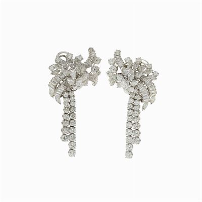 Orecchini Pendenti in Oro Bianco 18kt e Diamanti