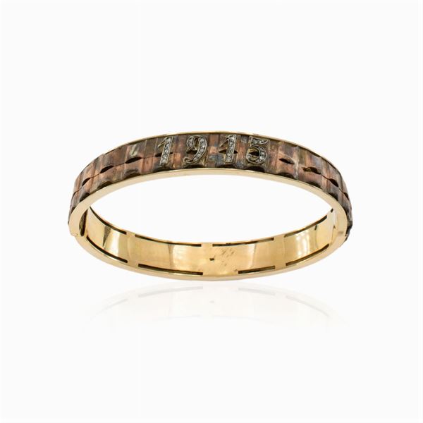 18kt yellow gold and copper cuff bracelet