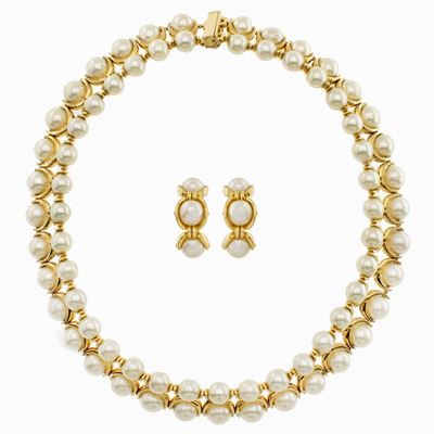 Parure in Oro Giallo 18kt e Perle Coltivate