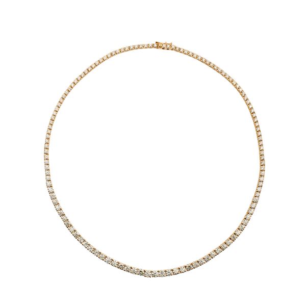 18kt yellow gold and diamonds castoniere necklace