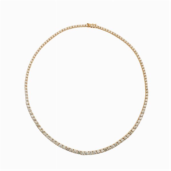 18kt yellow gold and diamonds castoniere necklace