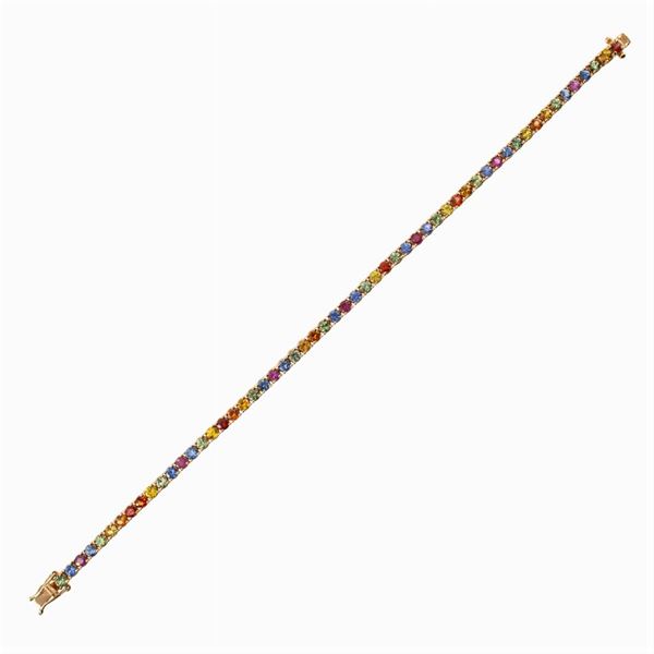 18kt rose gold and multicolor sapphires tennis bracelet