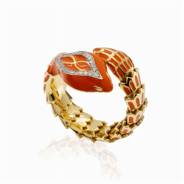 18kt yellow gold Snake ring