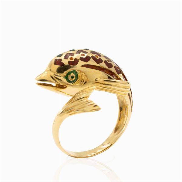 18kt yellow gold Dolphin ring