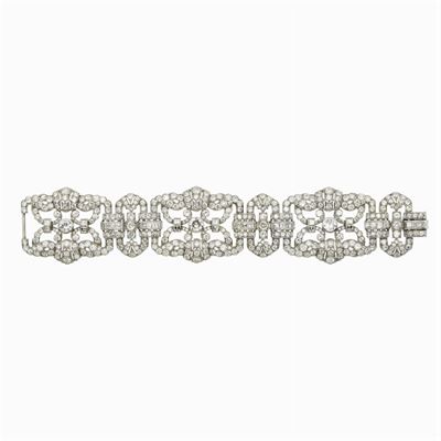 Bracciale a Motivo Geometrico in Platino e Diamanti