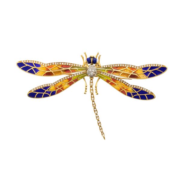 18kt yellow gold dragonfly brooch