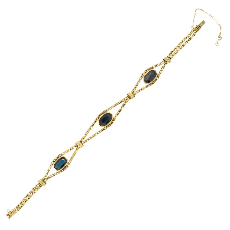 Bracciale in Oro Giallo 18kt Tre Zaffiri