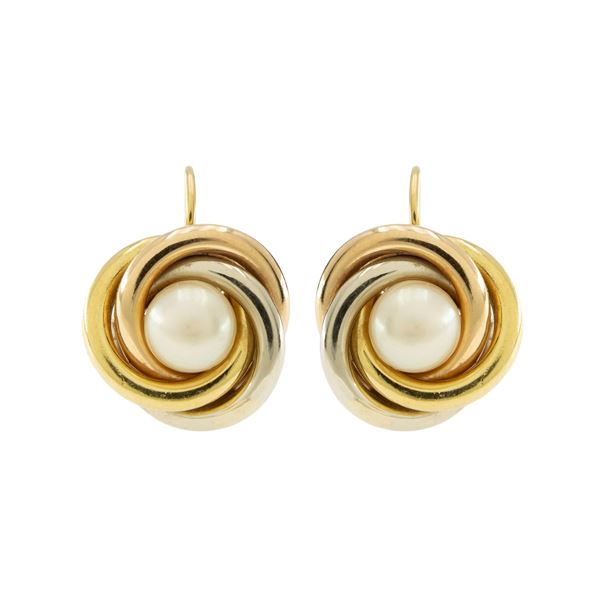 18kt three-color gold earrings