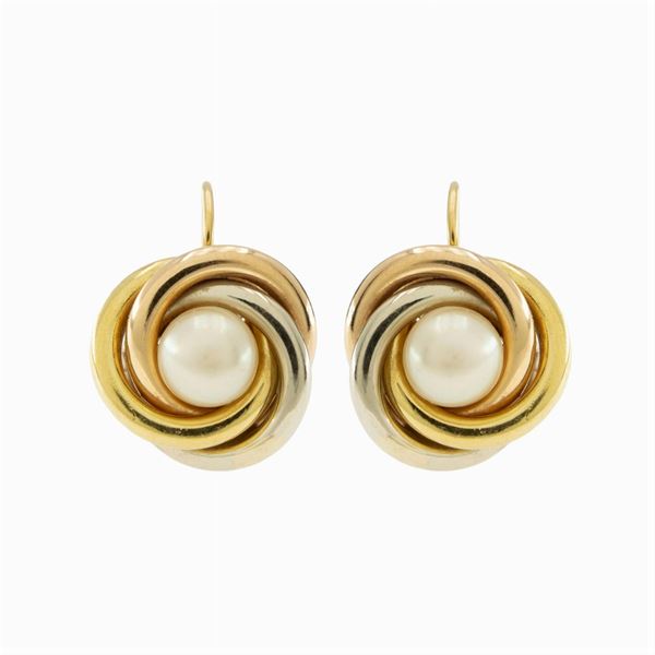 18kt three-color gold earrings