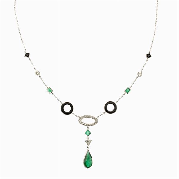 18kt white gold Decò necklace