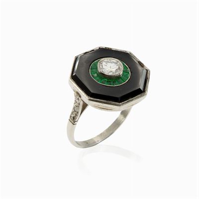 Anello Decò in Platino e Diamante