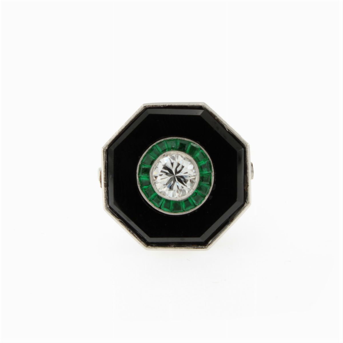 Anello Decò in Platino e Diamante