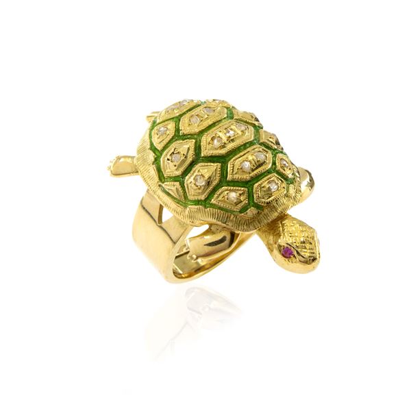 Anello tartaruga in oro giallo 18kt
