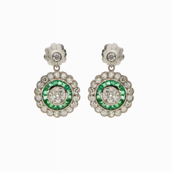 18kt white gold Decò pendant earrings
