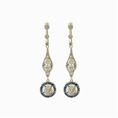 Orechini Decò Pendenti in Oro a Due Colori 18kt