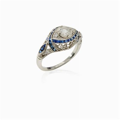 Anello Decò in Platino Diamante