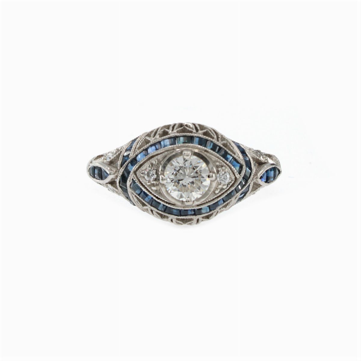 Anello Decò in Platino Diamante