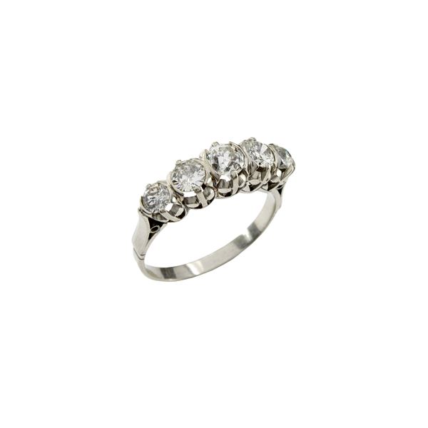 platinum Riviere ring with five diamonds