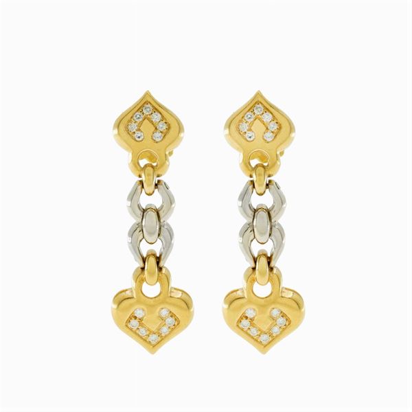 18kt yellow gold Pique pendant earrings