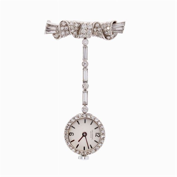 Decò pendant brooch with Universal clock
