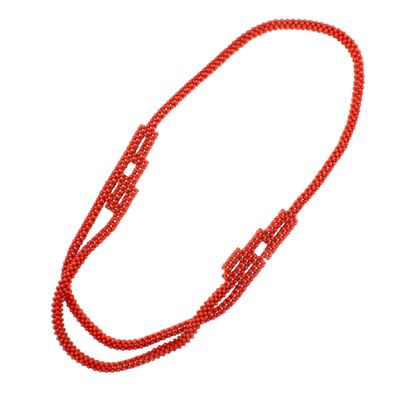 Collana in Corallo Rosso Lavorato a Tessuto